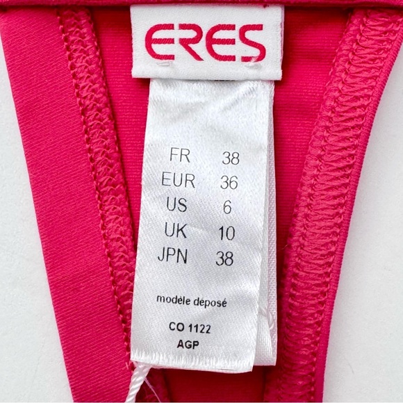 NWT ERES “Pop Roller” Button Detailed Halter Bikini Top Fuchsia Pink Full Cup - Picture 3 of 16